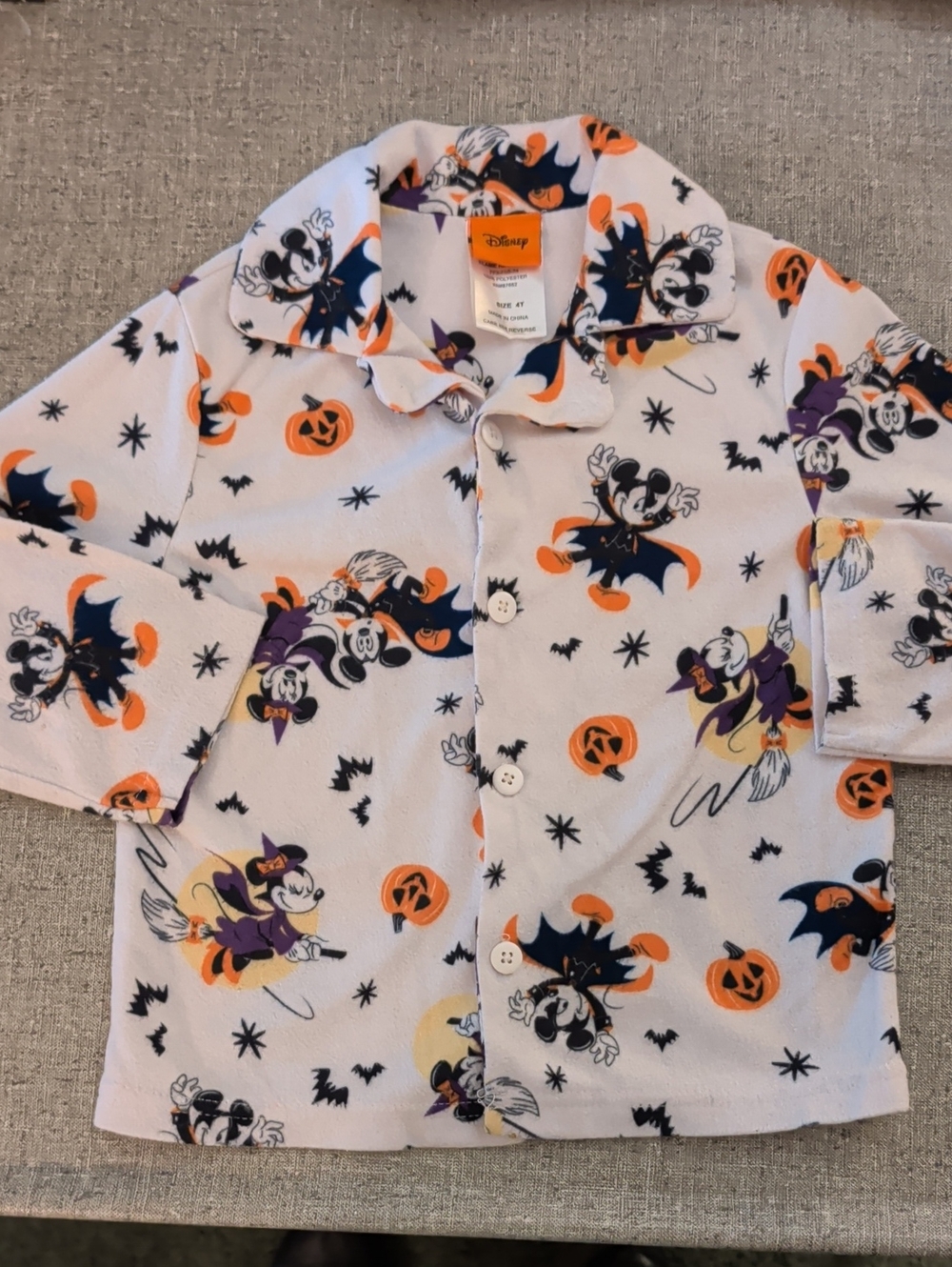 Disney Halloween Mickey And Minnie Flannel PJ Top Only Size 4T